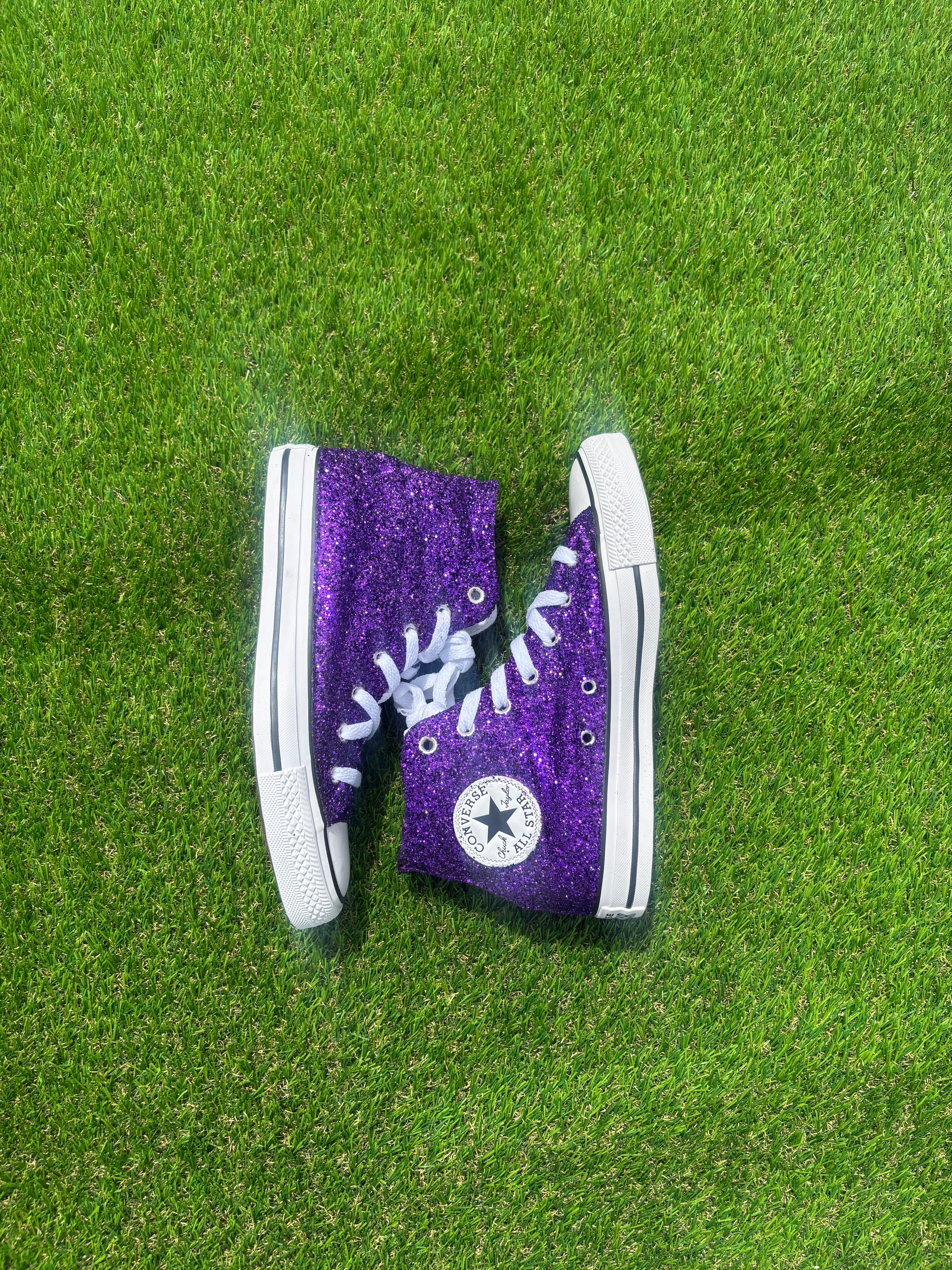 Custom Glitter Converse for Women. Purple Sparkle Sneakers Men’s & Women’s Sizes Available