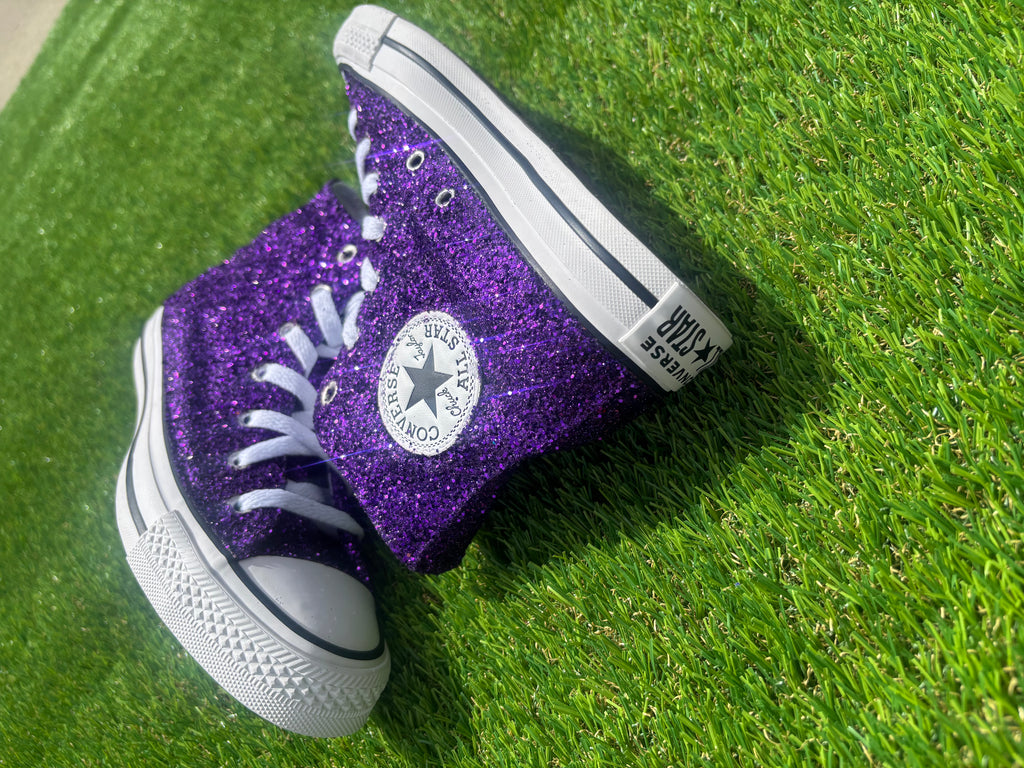 Custom Glitter Converse for Women. Purple Sparkle Sneakers Men’s & Women’s Sizes Available