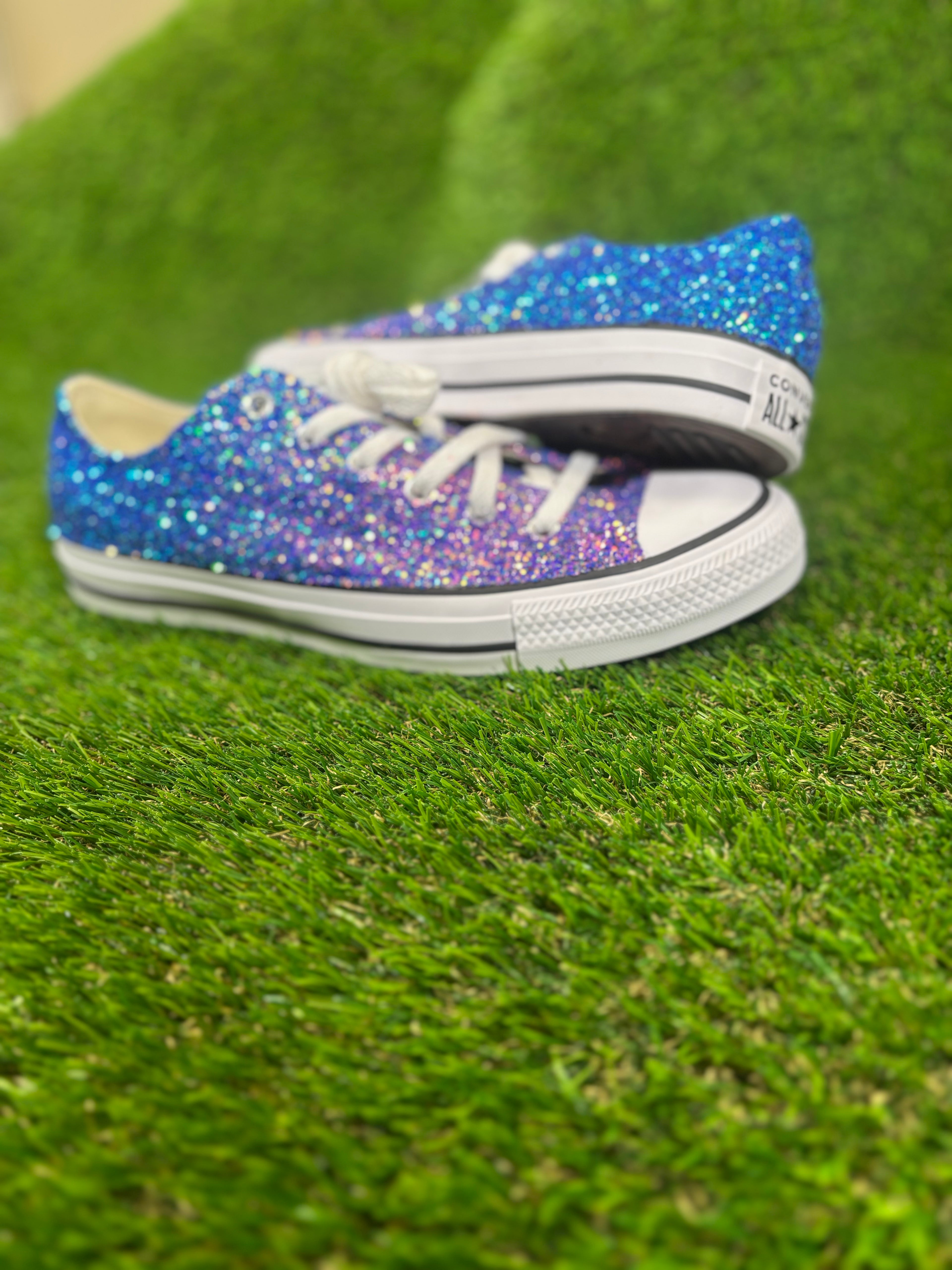 Custom Glitter Converse for Women Purple-blue Ombre Sparkle Sneakers Men’s & Women’s Sizes Available
