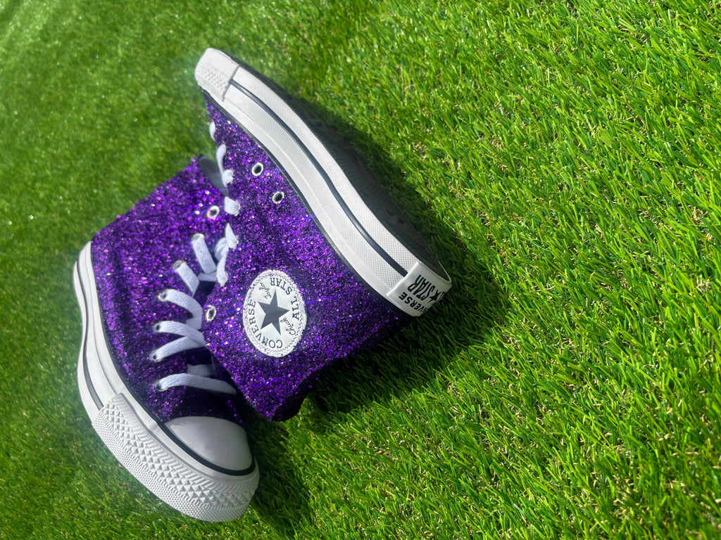 Custom Glitter Converse for Women. Purple Sparkle Sneakers Men’s & Women’s Sizes Available