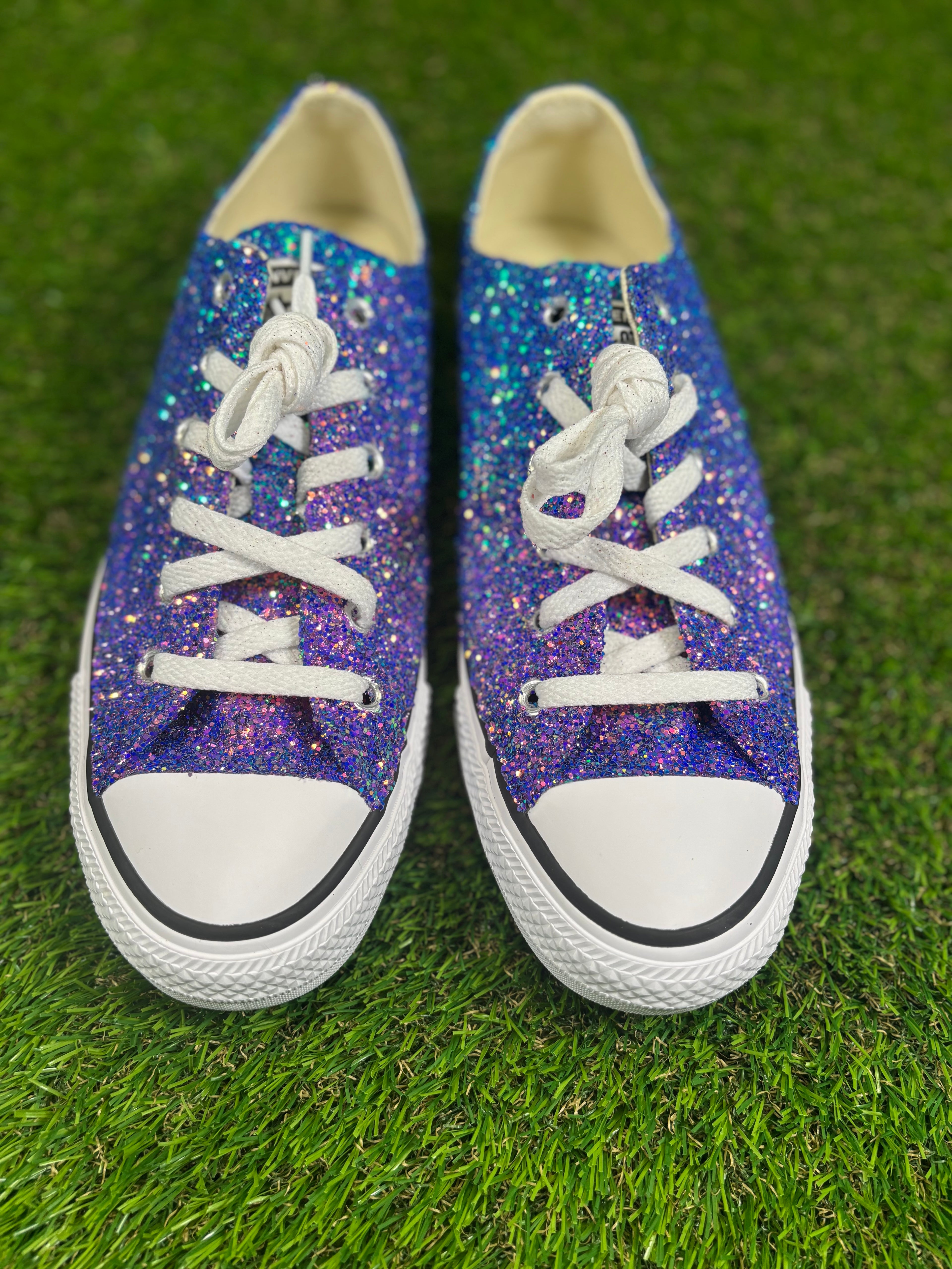 Custom Glitter Converse for Women Purple-blue Ombre Sparkle Sneakers Men’s & Women’s Sizes Available