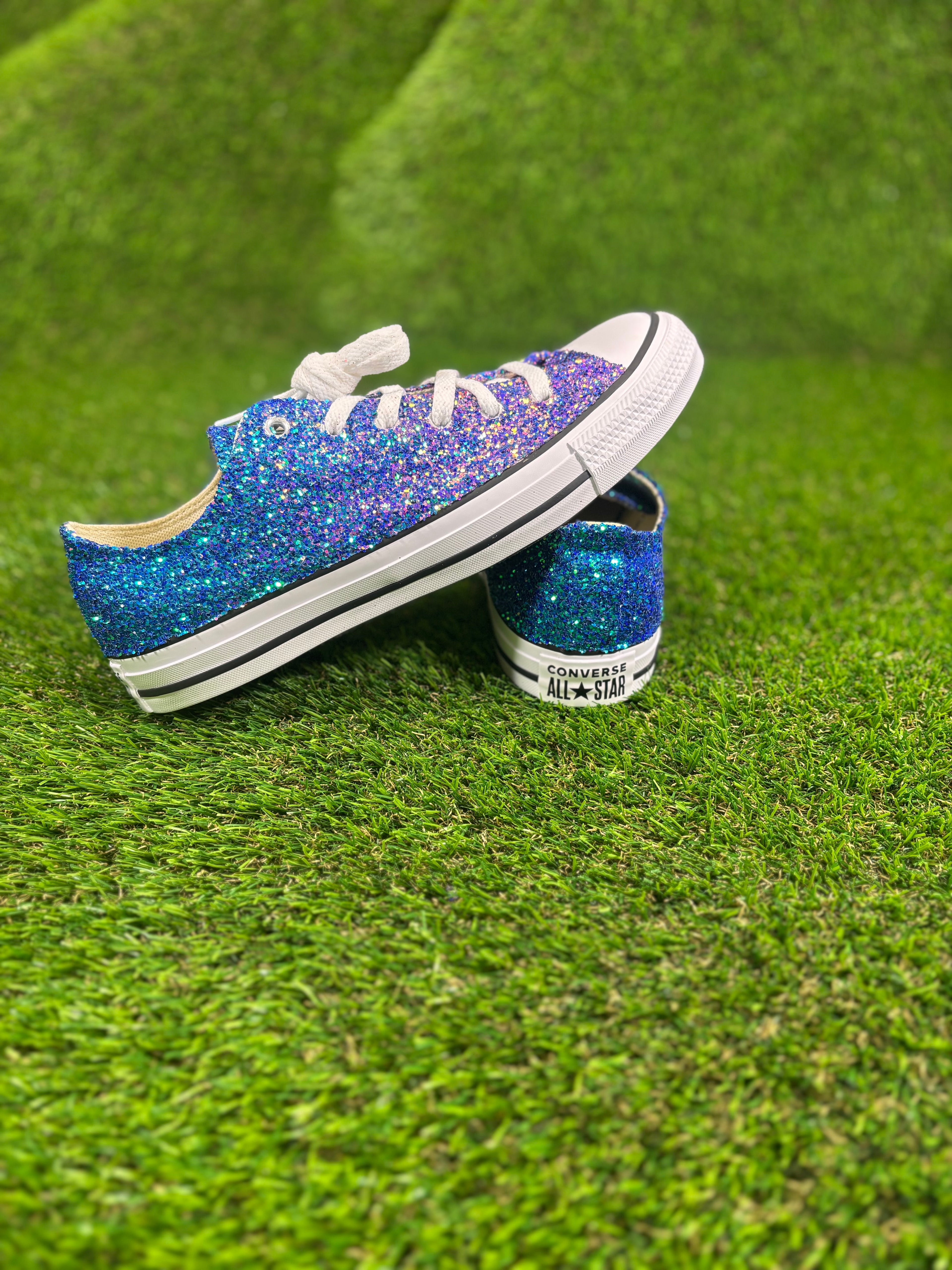 Custom Glitter Converse for Women Purple-blue Ombre Sparkle Sneakers Men’s & Women’s Sizes Available