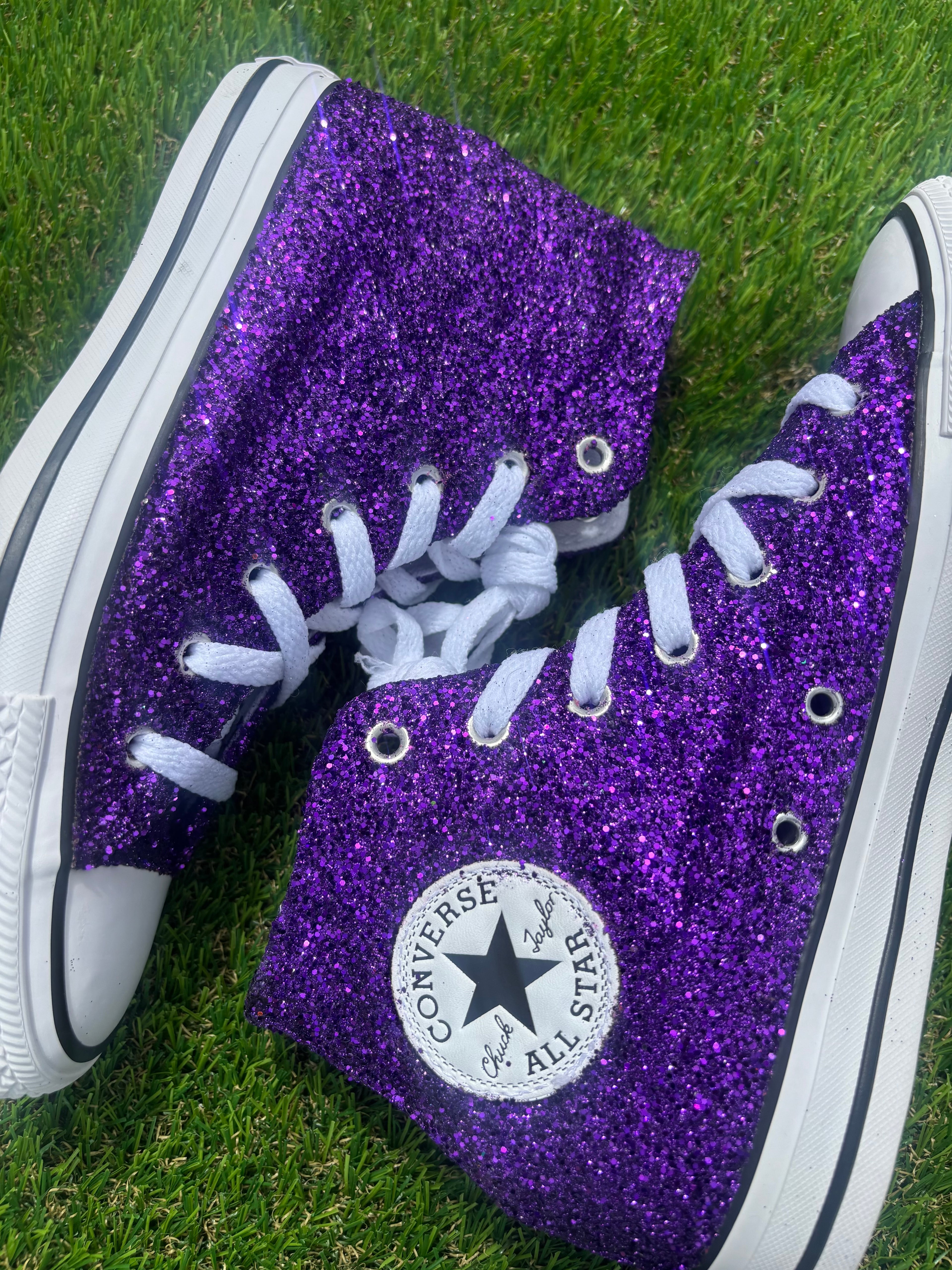 Custom Glitter Converse for Women. Purple Sparkle Sneakers Men’s & Women’s Sizes Available