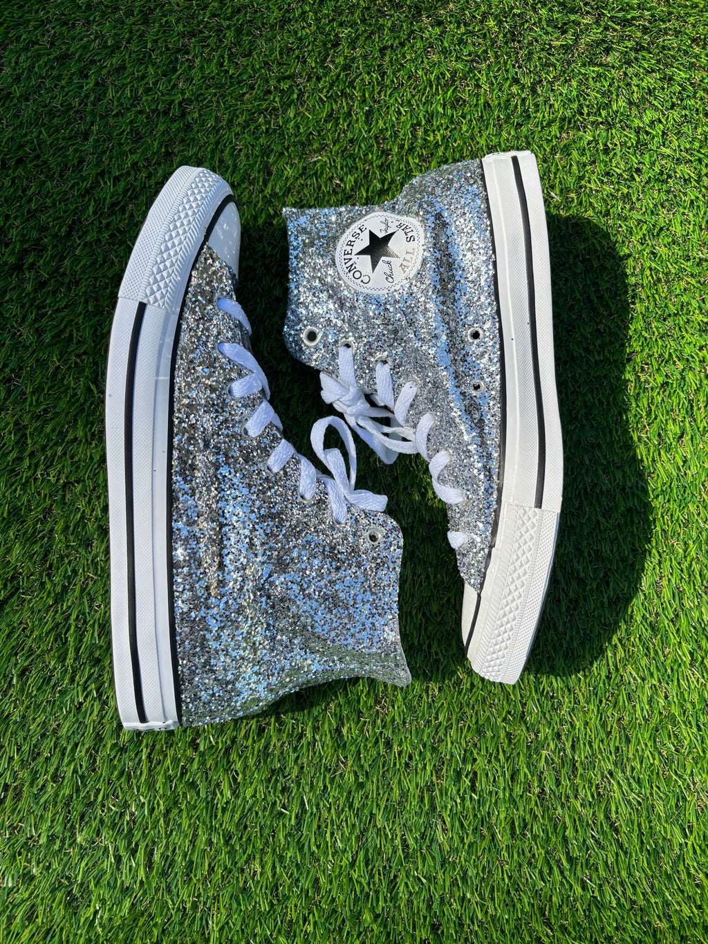 Custom Glitter Converse for Women. Silver Sparkle Sneakers Men’s & Women’s Sizes Available