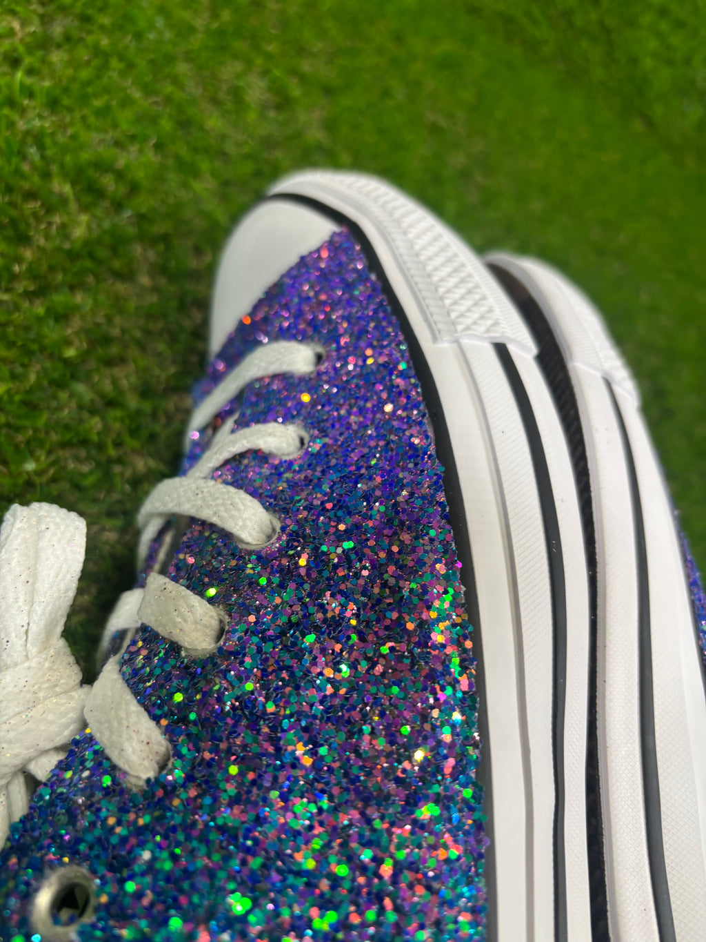 Custom Glitter Converse for Women Purple-blue Ombre Sparkle Sneakers Men’s & Women’s Sizes Available