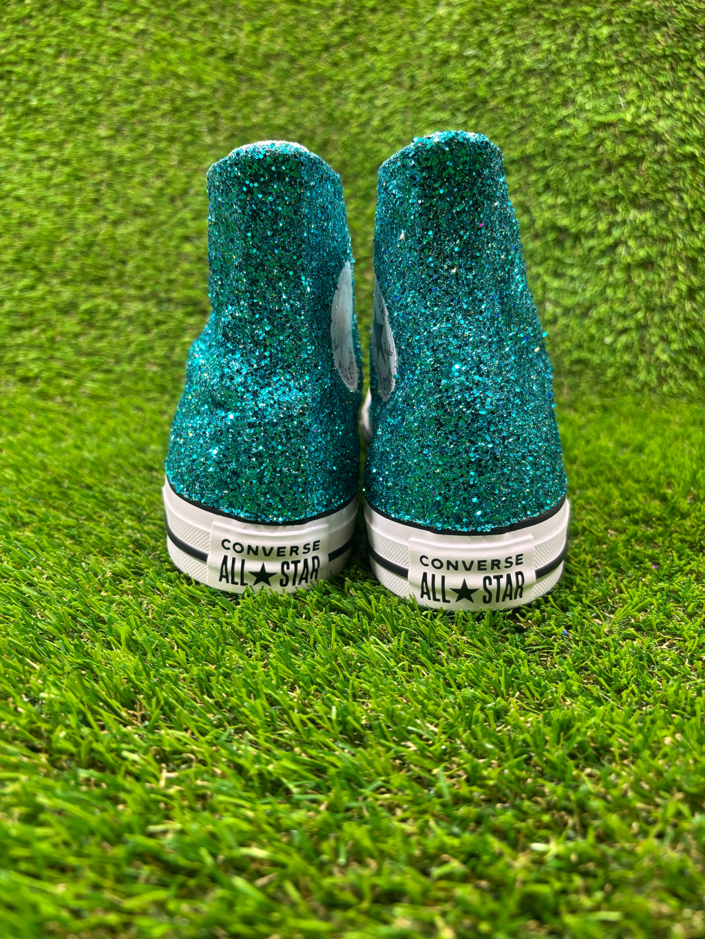 Custom Glitter Converse for Women teal blue Sparkle Sneakers Men’s & Women’s Sizes Available
