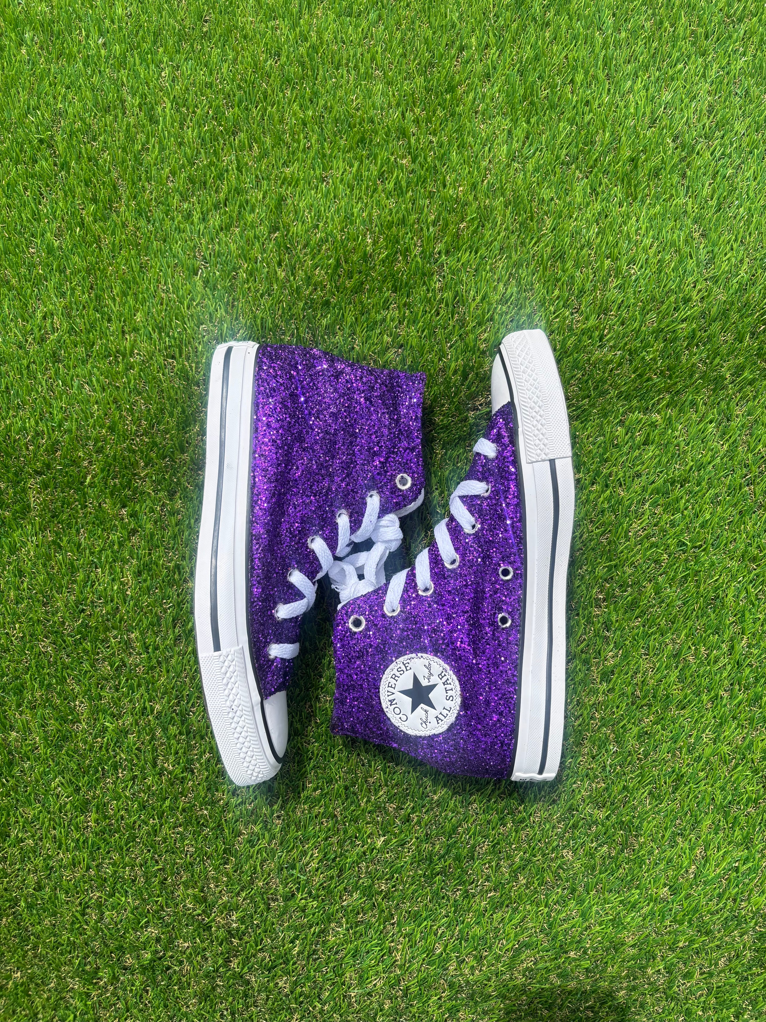 Custom Glitter Converse for Women. Purple Sparkle Sneakers Men’s & Women’s Sizes Available