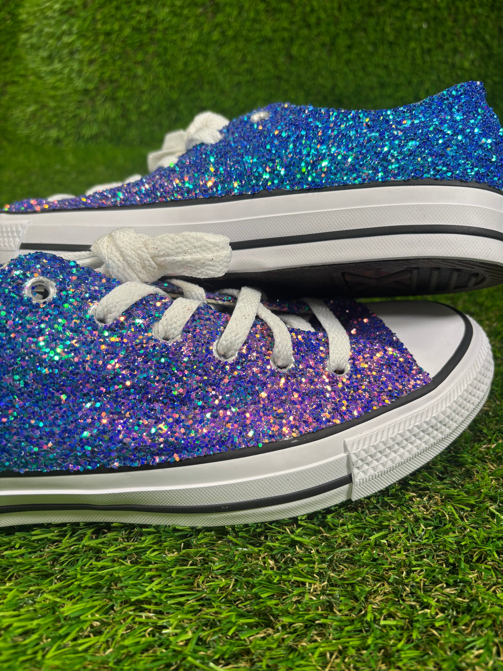 Custom Glitter Converse for Women Purple-blue Ombre Sparkle Sneakers Men’s & Women’s Sizes Available
