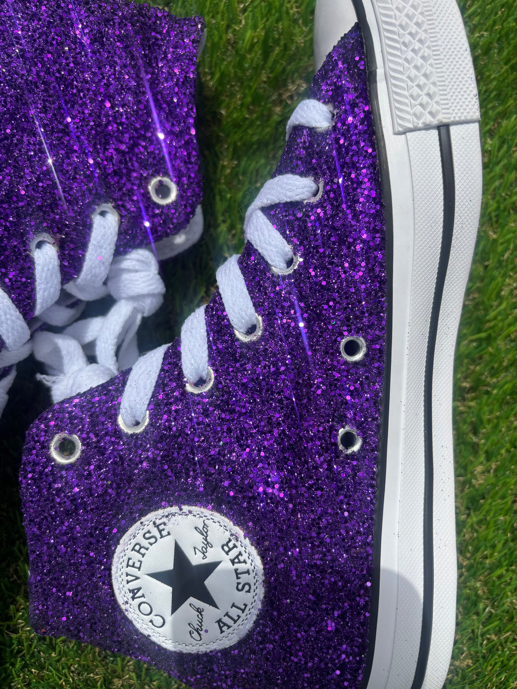 Custom Glitter Converse for Women. Purple Sparkle Sneakers Men’s & Women’s Sizes Available