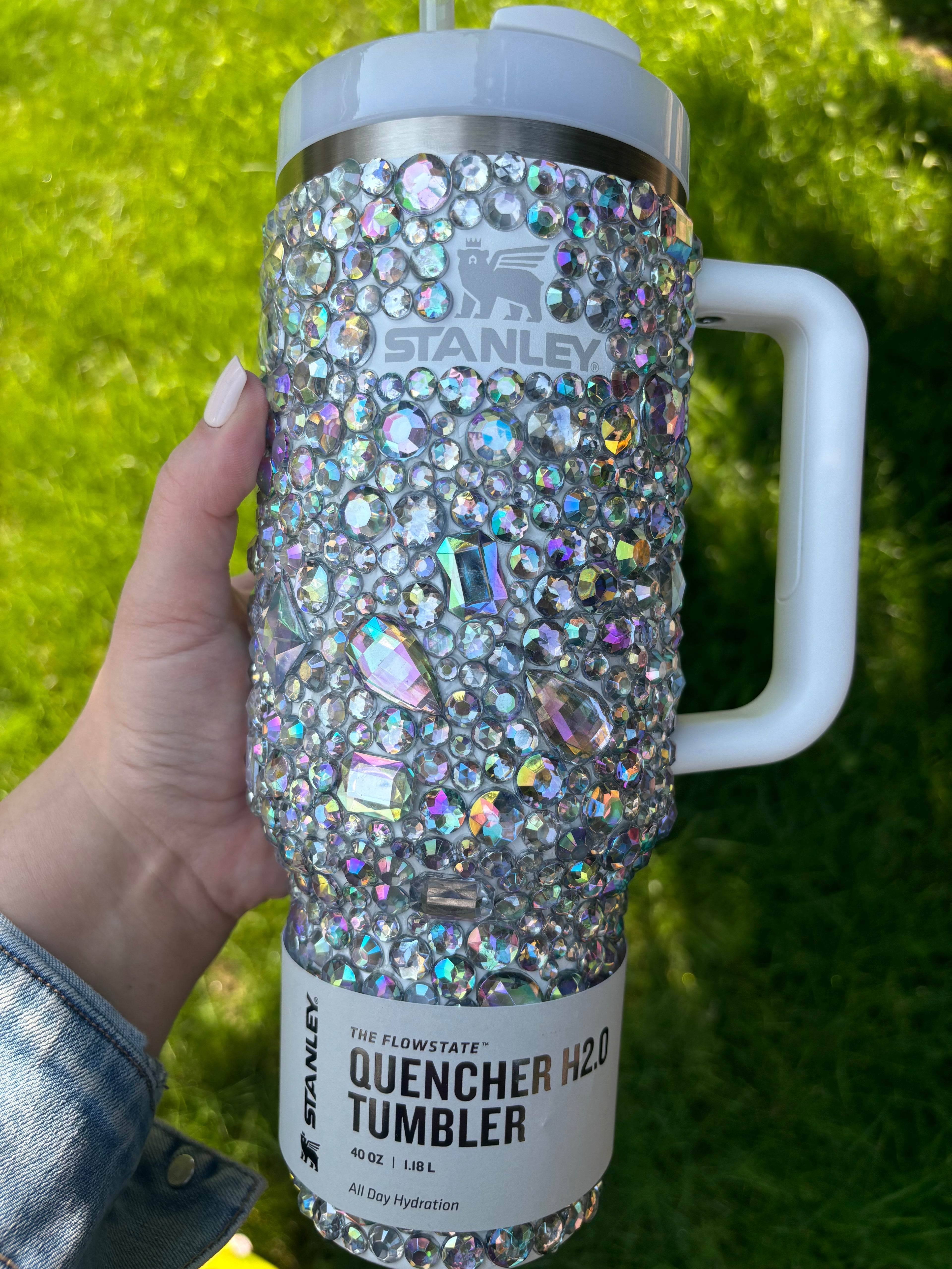 Rhinestone Stanley quencher, clear crystal tumbler. 40oz