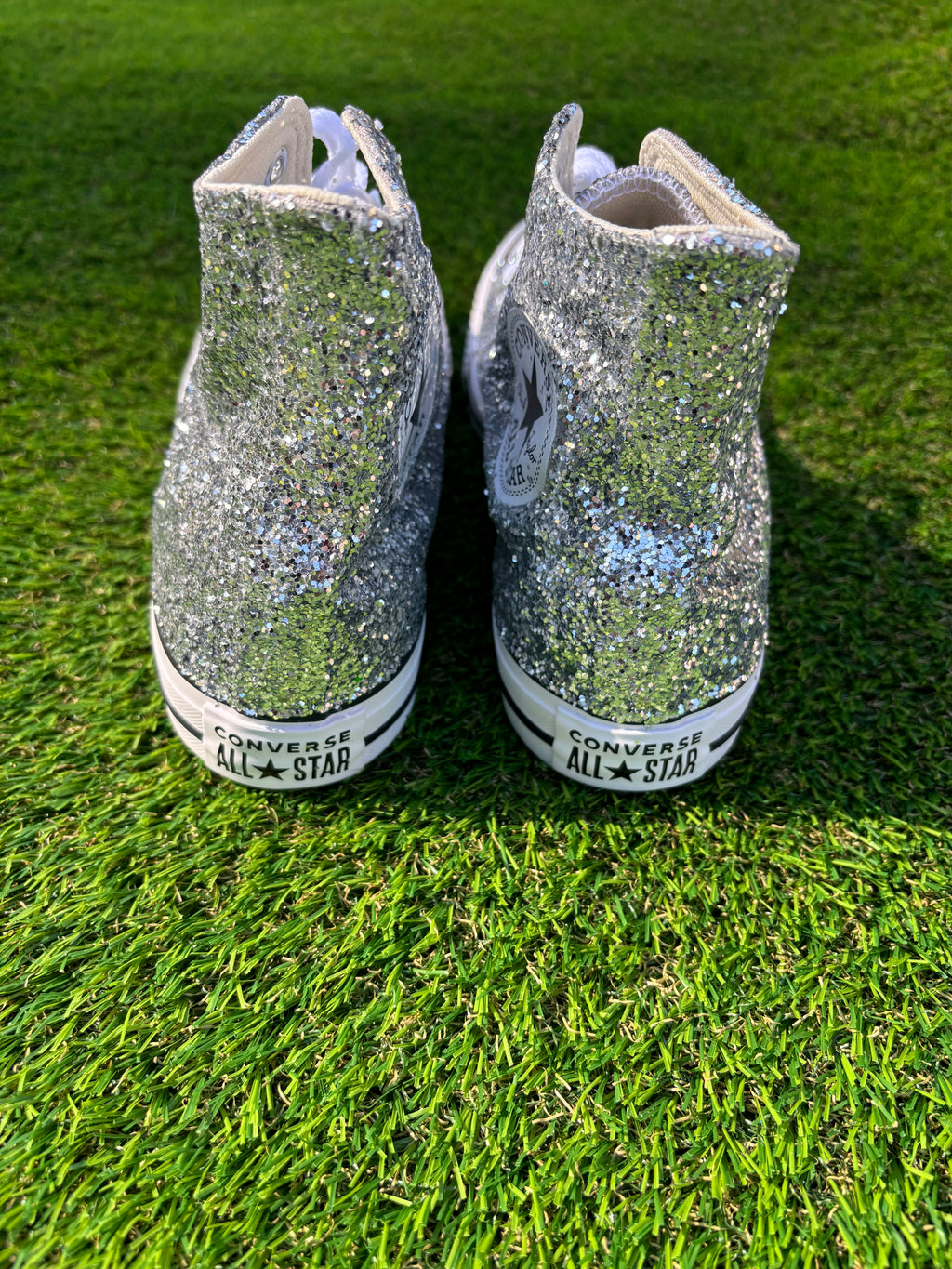 Custom Glitter Converse for Women. Silver Sparkle Sneakers Men’s & Women’s Sizes Available