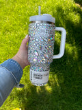 Rhinestone Stanley quencher, clear crystal tumbler. 40oz