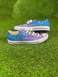 Custom Glitter Converse for Women Purple-blue Ombre Sparkle Sneakers Men’s & Women’s Sizes Available