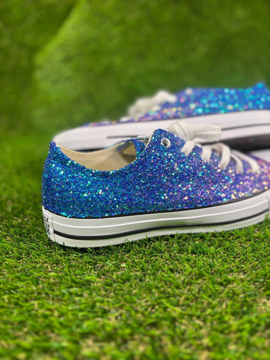 Custom Glitter Converse for Women Purple-blue Ombre Sparkle Sneakers Men’s & Women’s Sizes Available