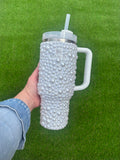 White pearl Stanley quencher, all white pearl tumbler. 40oz