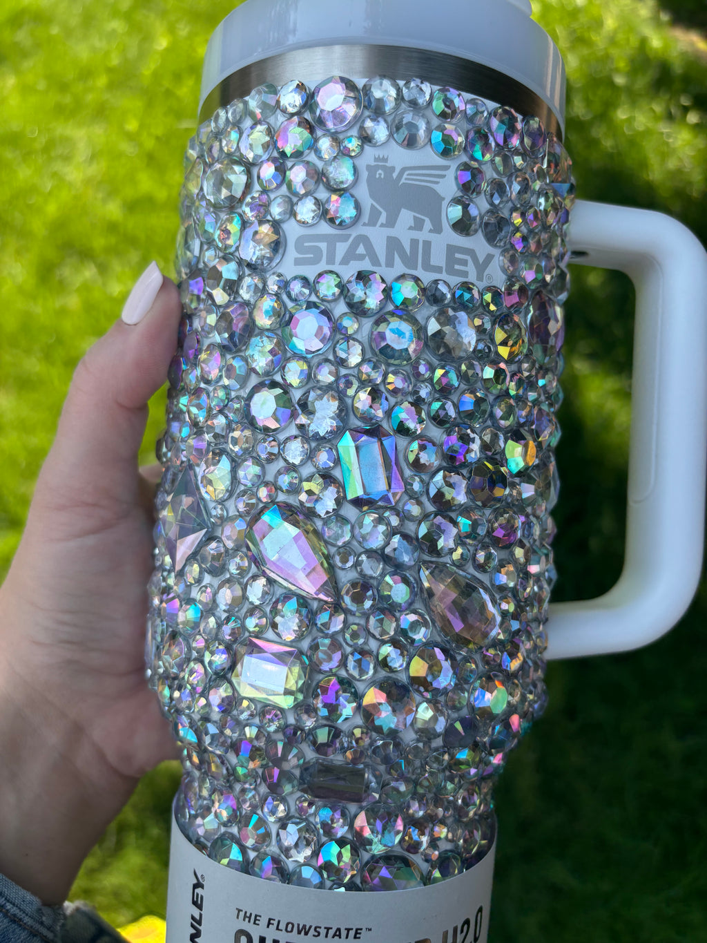 Rhinestone Stanley quencher, clear crystal tumbler. 40oz