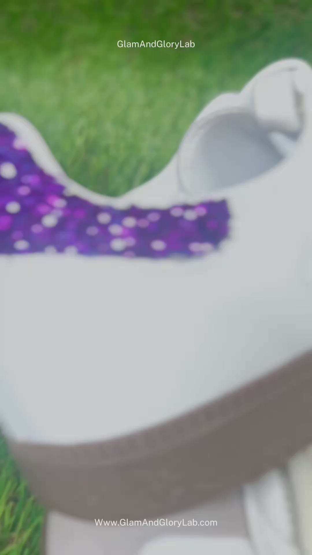 Purple glitter Adidas samba OG sneakers. Sparkly bling sneakers royal purple.